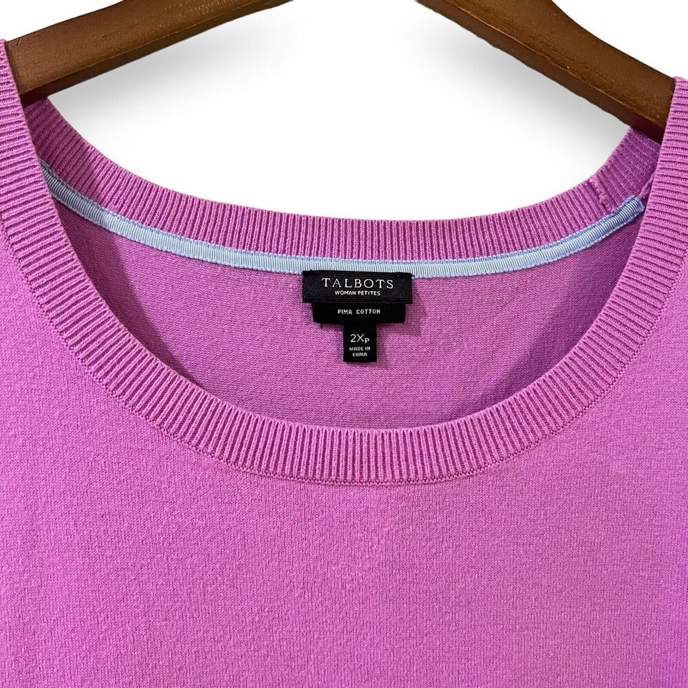 Talbots Sweater Vest Womens Petites 2XP Purple Pima Cotton Lightweight Stretch - Picture 2 of 4